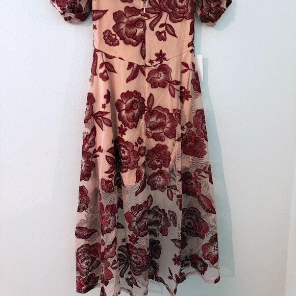 AS IS Joyfolie MIA JOY girls Verona burgundy LACE floral sharkbite formal bridal - Picture 13 of 15